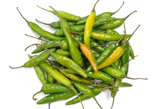 Green chili pepper isolated on white background 