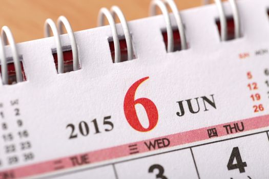 Macro Chinese Calendar 2015 - June with Chinese number word