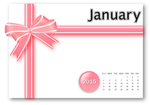 January 2015 - Calendar series with gift ribbon design