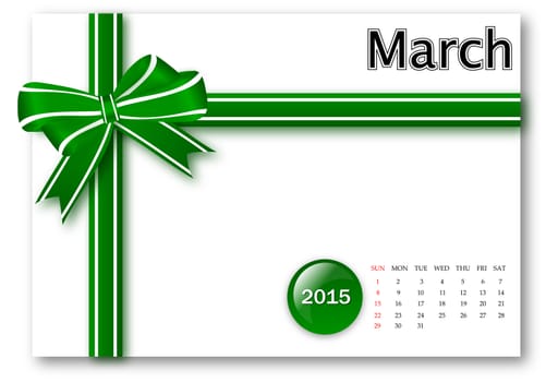 March  2015 - Calendar series with gift ribbon design