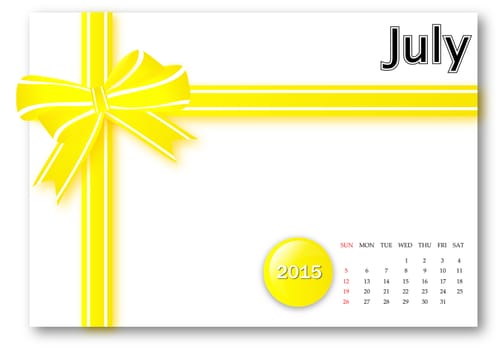 July 2015 - Calendar series with gift ribbon design