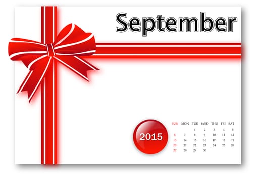 September 2015 - Calendar series with gift ribbon design
