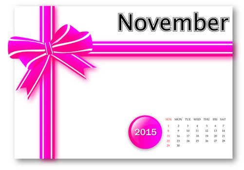 November  2015 - Calendar series with gift ribbon design