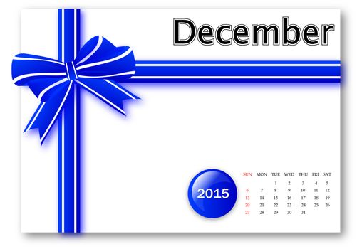 December 2015 - Calendar series with gift ribbon design