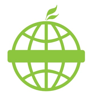 Eco green global icon isolated on a white background with copy space.