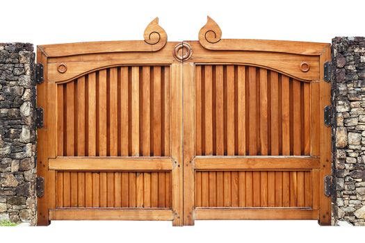 Wooden gate isolated on white background