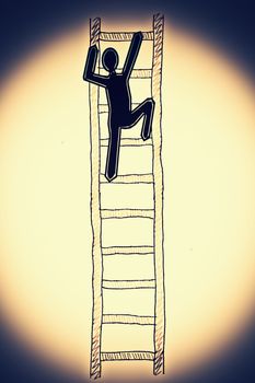 Man on a Ladder, success ladder concept