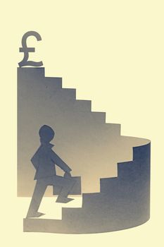 Businessman stepping up a staircase