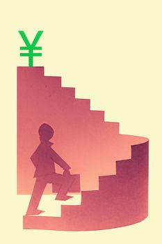 Businessman stepping up a staircase