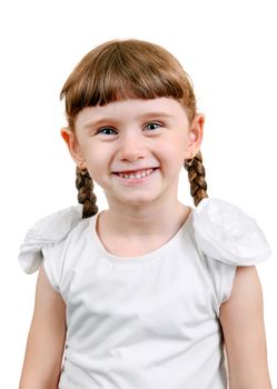 Little Girl Portrait on the White Background