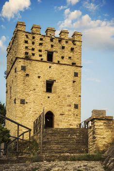 the fortress tower on the rock in Roccascalegna in Abruzzo, Italy