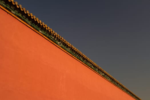 The Forbidden City wall,in Beijing ,with blue sky