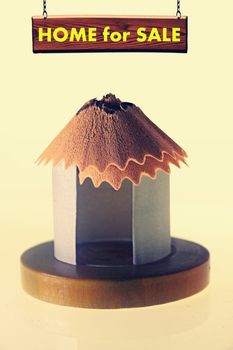 Paper Hut With Pencil Shavings Roof, Home For Sale Concept