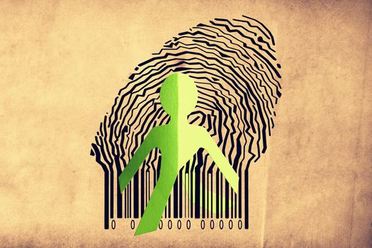 Paperman coming out of a bar code to go out