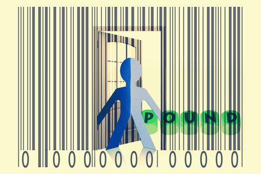 Paperman coming out of a bar code with Pound word