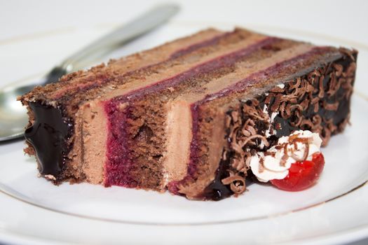 Cake on the plate in close view.