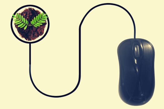 Plant depicted by computer mouse cable