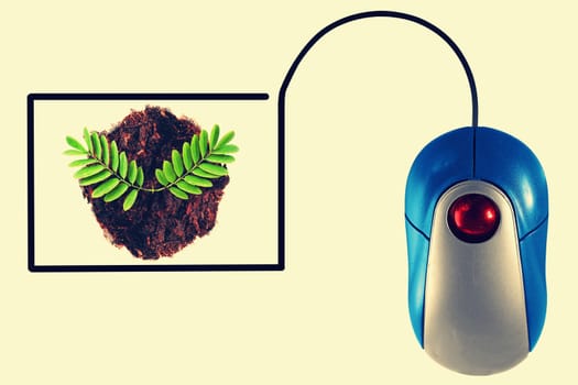 Plant depicted by computer mouse cable