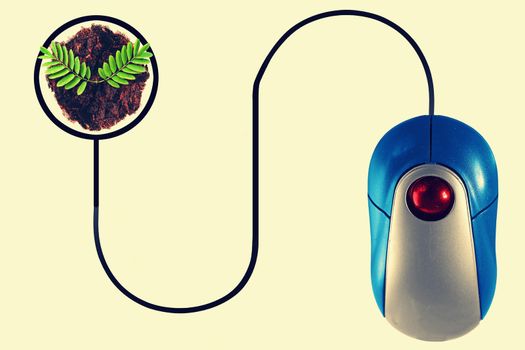 Plant depicted by computer mouse cable