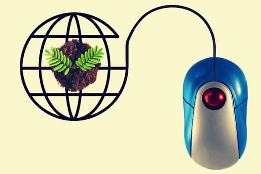 Plant depicted by computer mouse cable