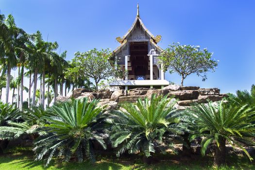Gazebo and Palm Trees. Chon Buri, Thailand