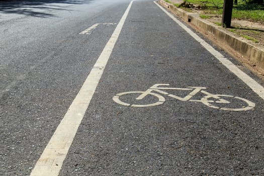 Bicycle sign or icon on the road in the park