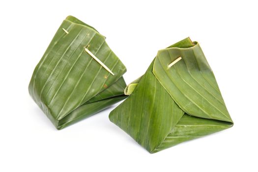 Thai traditional dessert Wrapped in banana leaves