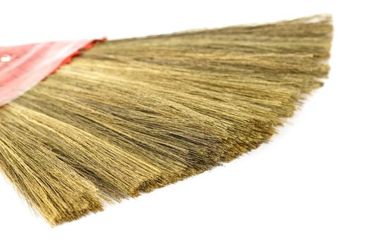 Close up broom isolated on white background