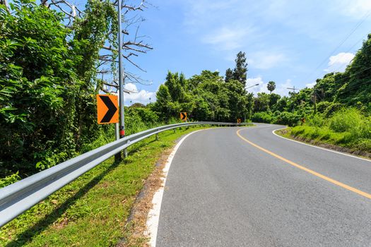 Clean road on the hill in Phuket, Thailand