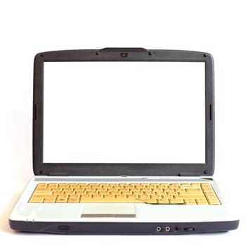 old laptop isolated on white background