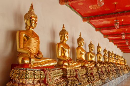 Buddha statue in the public temple at bangkok thailand