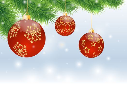 decorated Christmas balls hanging on the Christmas tree