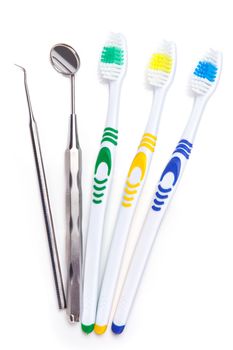 Dental. Toothbrushes on a white background