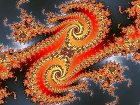 Digital computer graphic - rendering. Abstraction fractal background with spirals in a bright colors for design.