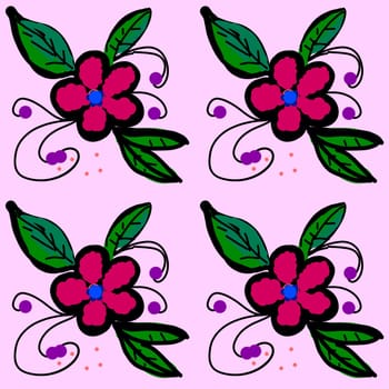 Digital computer graphic - decorative pattern with a flowers for design.