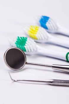 Dental. Toothbrushes on a white background