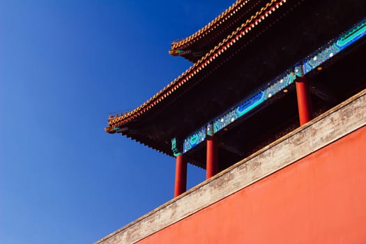 The Forbidden City,in Beijing ,with blue sky