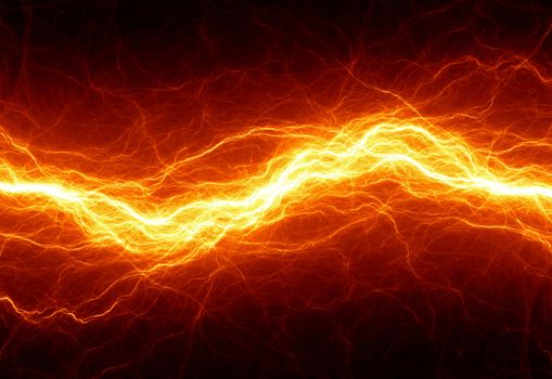Hot fiery lightning, burning electrical background