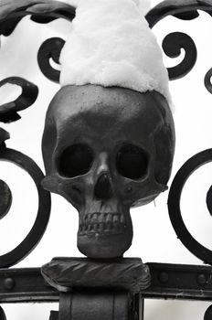 Detail of the snowy skull - funerary sculpture