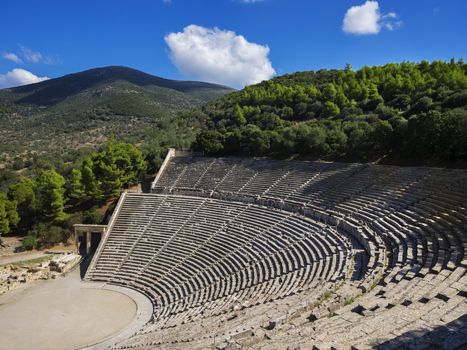 The ancient theater in Epidaurus, Argolis, Greece