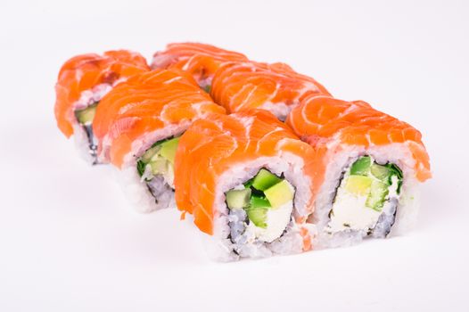 philadelphia  salmon roll isolated on white background