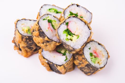 crab fried roll isolated on white background 