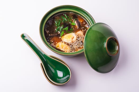 fish miso soup isolated on white background