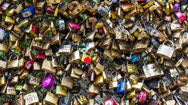 The bridge of arts has become the symbol of lovers who leave a padlock symbol of their bond