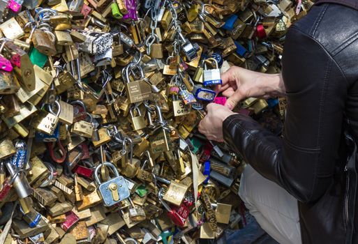 The bridge of arts has become the symbol of lovers who leave a padlock symbol of their bond