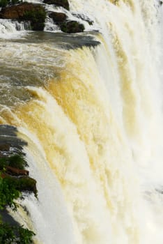 a massive flow of water at Iguassu waterfall