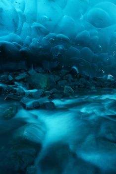 blue glacier ice cave near Juneau, Alaska