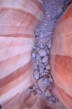 swiss cheese pattern from red stripe on sandstone, taken from valley of fire state park in Nevada