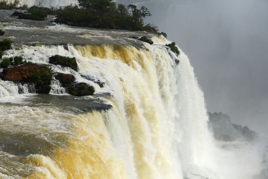 a massive flow of water at Iguazu waterfall