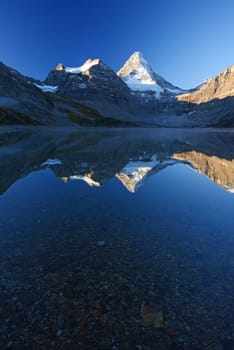Canadian Rockies mountain range reflection